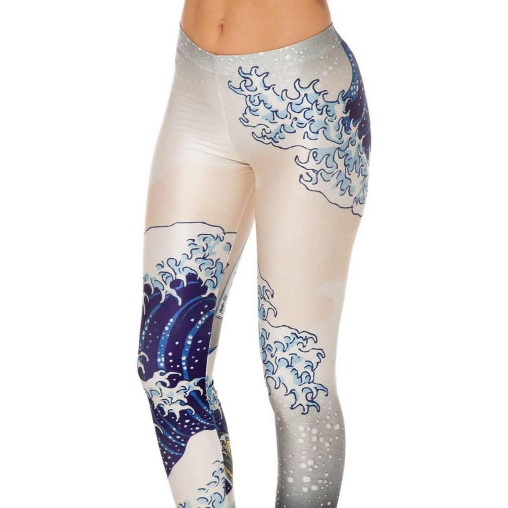 🌊BlackMilk Museum Great Wave Leggings